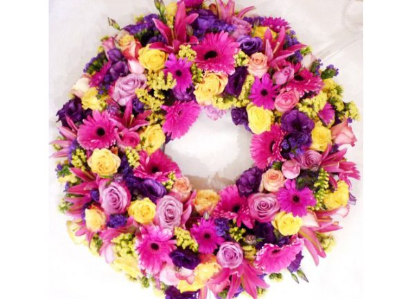 Bright Colours Funeral Wreath